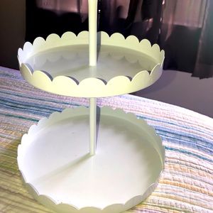 Candy two tiered tray-white metal